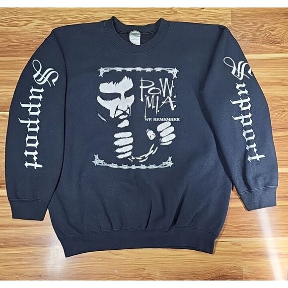 Gildan Other - Vintage 90s P.O.W. M.I.A. Sweatshirt Gildan Heavyweight Size Large We Remember